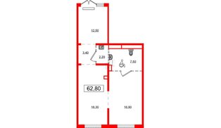 Помещение в ЖК Цветной город, 62.8 м², 1 этаж