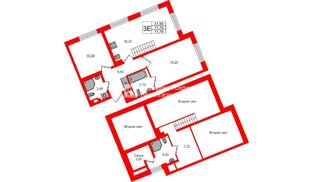 Квартира в ЖК «Пулково Lake», 2 комнатная, 71.7 м², 4 этаж