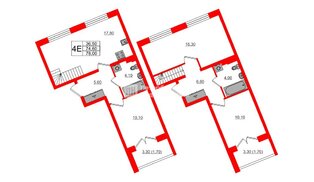 Квартира в ЖК «Пулково Lake», 3 комнатная, 78 м², 3 этаж