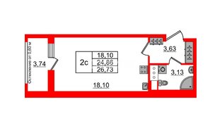 Квартира в ЖК «Город звёзд», студия, 24.86 м², 13 этаж