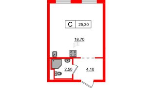 Квартира в ЖК Заречный парк, студия, 25.3 м², 23 этаж