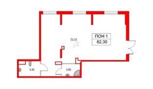 Помещение в ЖК Витебский парк, 82.3 м², 1 этаж