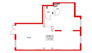 Помещение в ЖК Аэронавт, 121.6 м², 1 этаж