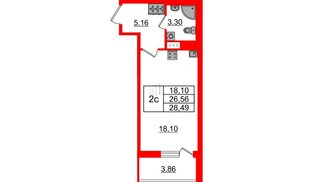 Квартира в ЖК «Бионика Заповедная», студия, 26.56 м², 9 этаж