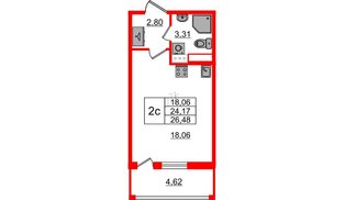 Квартира в ЖК «Бионика Заповедная», студия, 24.17 м², 8 этаж