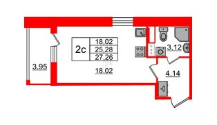 Квартира в ЖК «Бионика Заповедная», студия, 25.28 м², 10 этаж
