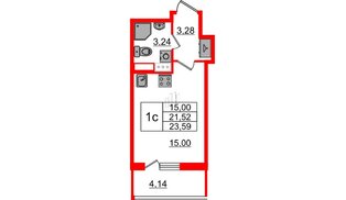Квартира в ЖК «Бионика Заповедная», студия, 21.52 м², 11 этаж