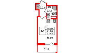 Квартира в ЖК «Бионика Заповедная», студия, 21.35 м², 12 этаж