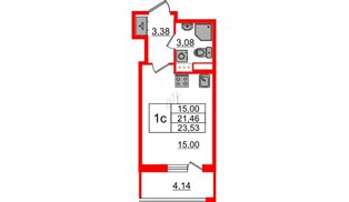 Квартира в ЖК «Бионика Заповедная», студия, 21.46 м², 12 этаж