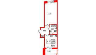 Квартира в ЖК «Бионика Заповедная», 1 комнатная, 36.84 м², 11 этаж