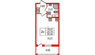 Квартира в ЖК «Бионика Заповедная», студия, 24.18 м², 10 этаж
