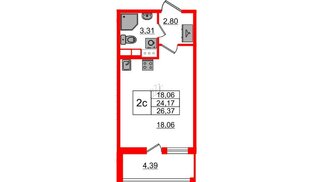 Квартира в ЖК «Бионика Заповедная», студия, 24.17 м², 9 этаж