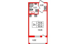 Квартира в ЖК «Бионика Заповедная», студия, 24.17 м², 9 этаж