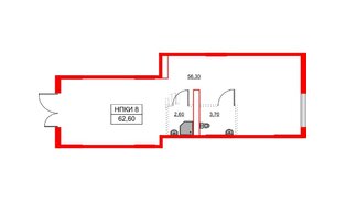 Помещение в ЖК Аэронавт, 62.6 м², 1 этаж