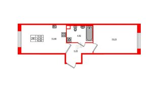 Квартира в ЖК Plus Пулковский, 1 комнатная, 40.88 м², 1 этаж