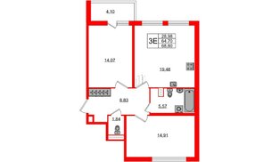 Квартира в ЖК ЯСНО.ЯНИНО, 2 комнатная, 64.7 м², 2 этаж