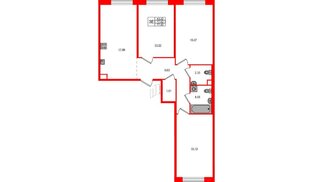 Квартира в ЖК Plus Пулковский, 3 комнатная, 77.82 м², 1 этаж