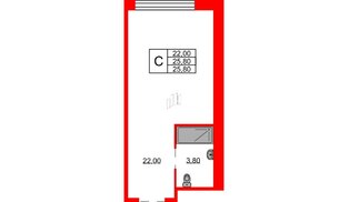 Апартаменты в ЖК Апартаменты «Авенир Индастриал», студия, 25.8 м², 6 этаж