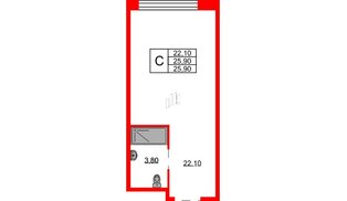 Апартаменты в ЖК Апартаменты «Авенир Индастриал», студия, 25.9 м², 6 этаж