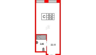Апартаменты в ЖК Апартаменты «Авенир Индастриал», студия, 25.9 м², 12 этаж