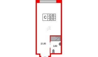 Апартаменты в ЖК Апартаменты «Авенир Индастриал», студия, 25.7 м², 6 этаж