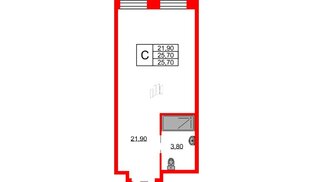 Апартаменты в ЖК Апартаменты «Авенир Индастриал», студия, 25.7 м², 12 этаж