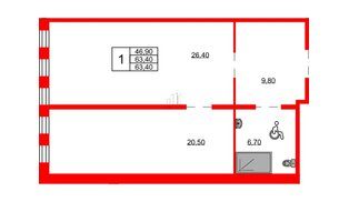 Апартаменты в ЖК Апартаменты INDUSTRIAL AVENIR, 1 комнатные, 63.4 м², 10 этаж