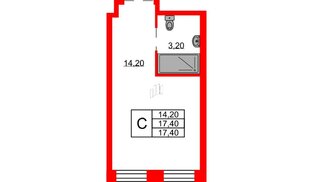 Апартаменты в ЖК Апартаменты «Авенир Индастриал», студия, 17.4 м², 13 этаж