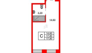 Апартаменты в ЖК Апартаменты «Авенир Индастриал», студия, 17.8 м², 13 этаж