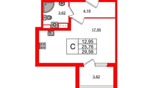 Квартира в ЖК ПАТИО. Уютный квартал., студия, 25.76 м², 2 этаж
