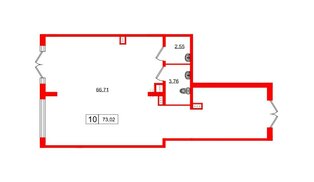 Помещение в ЖК ЯСНО.ЯНИНО, 73.02 м², 1 этаж