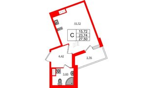 Квартира в ЖК ПАТИО. Уютный квартал., студия, 23.74 м², 9 этаж