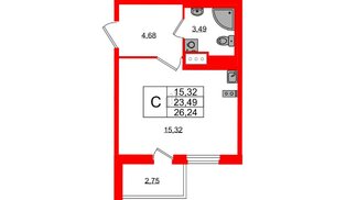 Квартира в ЖК ПАТИО. Уютный квартал., студия, 23.49 м², 6 этаж