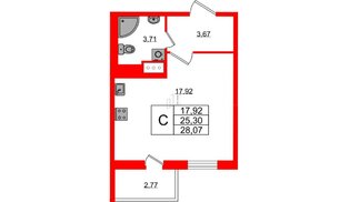 Квартира в ЖК ПАТИО. Уютный квартал., студия, 25.3 м², 8 этаж