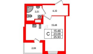Квартира в ЖК ПАТИО. Уютный квартал., студия, 23.09 м², 2 этаж
