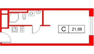 Апартаменты в ЖК «Апартаменты СААН», студия, 21.56 м², 18 этаж