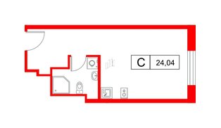 Апартаменты в ЖК «Апартаменты СААН», студия, 24.04 м², 10 этаж