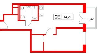 Апартаменты в ЖК «Апартаменты СААН», 1 комнатные, 44.22 м², 8 этаж