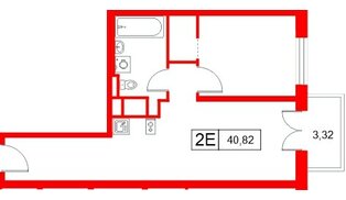 Апартаменты в ЖК «Апартаменты СААН», 1 комнатные, 40.82 м², 9 этаж