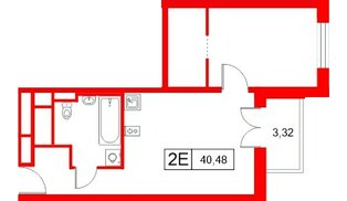 Апартаменты в ЖК «Апартаменты СААН», 1 комнатные, 40.48 м², 22 этаж