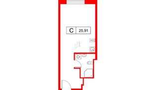 Апартаменты в ЖК «Апартаменты СААН», студия, 25.91 м², 10 этаж