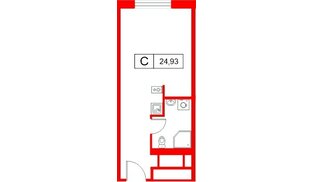 Апартаменты в ЖК «Апартаменты СААН», студия, 24.93 м², 18 этаж