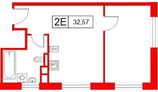 Апартаменты в ЖК «Апартаменты СААН», 1 комнатные, 32.57 м², 8 этаж