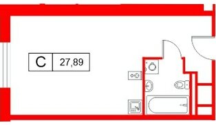 Апартаменты в ЖК «Апартаменты СААН», 1 комнатные, 27.89 м², 14 этаж