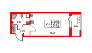 Квартира в ЖК «Город звёзд», студия, 25.28 м², 1 этаж
