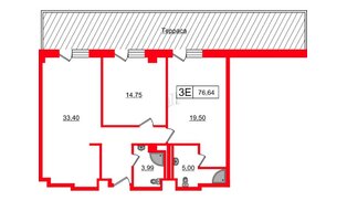 Апартаменты в ЖК Апарт-отель Well , 2 комнатные, 76.64 м², 10 этаж