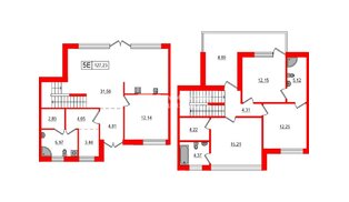 Квартира в ЖК «Моменты Репино», 4 комнатная, 127.23 м², 1 этаж
