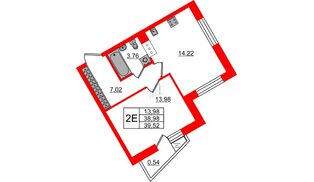 Квартира в ЖК VEREN NORT Сертолово, 1 комнатная, 39.52 м², 10 этаж