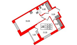 Квартира в ЖК VEREN NORT Сертолово, 1 комнатная, 41.5 м², 8 этаж