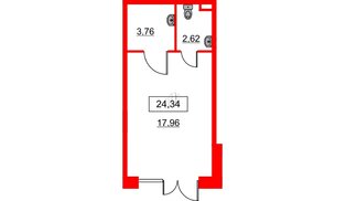 Помещение в ЖК Парадный ансамбль, 24.34 м², 1 этаж